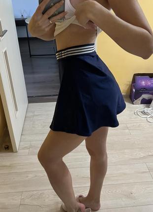 Спортивная юбка adidas теннисная мини короткая синяя9 фото