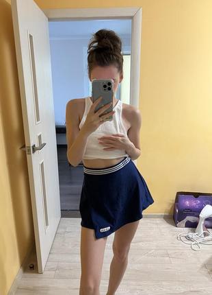 Спортивная юбка adidas теннисная мини короткая синяя1 фото