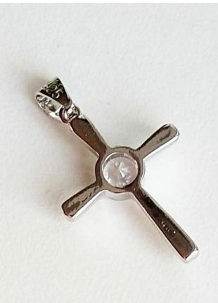 Красивий хрест на ланцюжку хрестик із камінчиком срібло4 фото