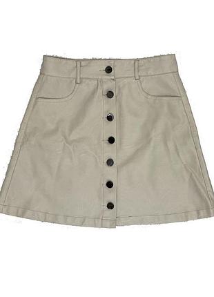 Бежевая юбка из эко кожи