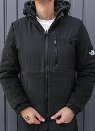 Осеняя чёрная двухсторонняя куртка The North Face с капюшоном чорна двох стороння куртка The North Face