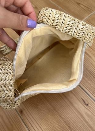 Соломʼяна маленька плетена сумочка2 фото