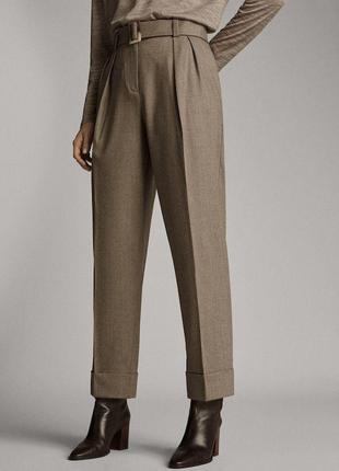 Шерстяные брюки massimo dutti с защипами 100% шерсть