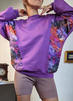 Кофта флис фиолетовая свитшот ретро винтажная начес отверсайз объемная2 фото