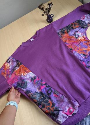 Кофта флис фиолетовая свитшот ретро винтажная начес отверсайз объемная4 фото