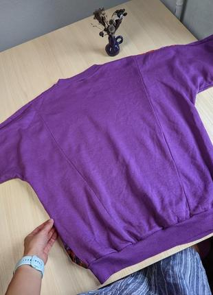 Кофта флис фиолетовая свитшот ретро винтажная начес отверсайз объемная6 фото