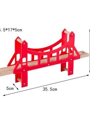 Міст високий червоний для дерев'яної залізниці1 фото