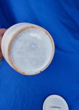 Керамічний глиняна діжка з кришкою в емалі ссср радянська для зберігання круп каши цукру