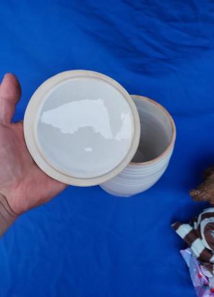 Керамічний глиняна діжка з кришкою в емалі ссср радянська для зберігання круп каши цукру