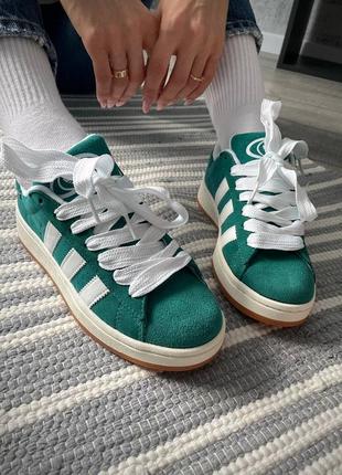 Adidas campus 00s dark green cloud white