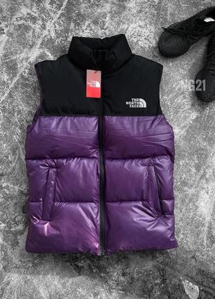 Трендова чоловіча жилетка  в стилі тнф the north face безрукавка тепла tnf з пухом якісна преміум яскрава