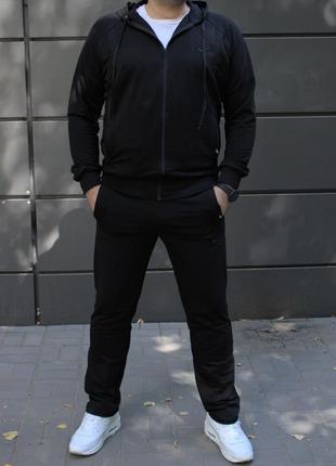 Спортивный костюм с капюшоном nike батал, черного цвета