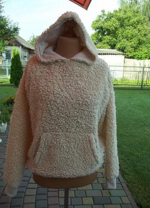 ( м - 46 р ) флисовая кофта худи женская с капюшоном домашний теплый свитер толстый б / у