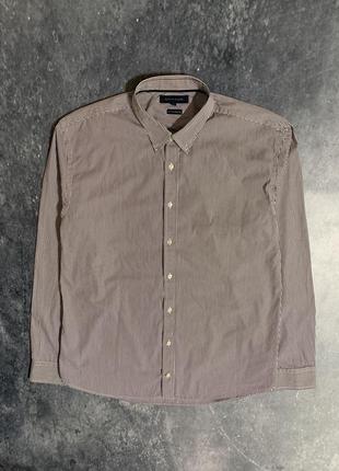 Рубашка в полоску мужская премиальная tommy hilfiger1 фото