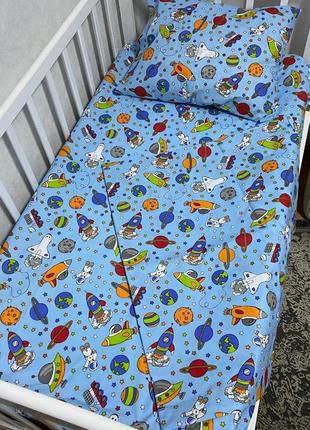 Постельное белье в детскую кроватку 3в1 простынь на резинке по уголках (05338)4 фото