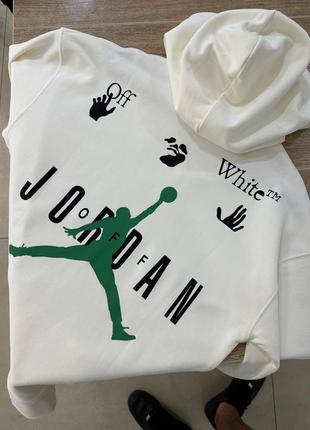 Чоловічий та жіночий  худи jordan off white білий весна осінь зима5 фото