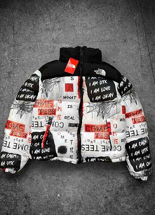 Куртка пуховик білі з принтами