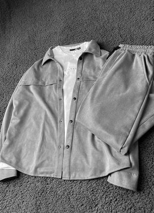Діловий преміум костюм сорочка і штани замшевий комплект незвичайний чоловічий2 фото