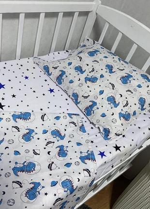 Постільна білизна в дитяче ліжечко 3в1 простирадло на резинці (05345)2 фото