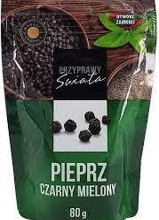 Перець чорний мелений pieprz swiata czarny mielony, 80 г, польща в пакеті із застібкою