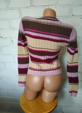 Джемпер/пуловер у смужку в рубчик вкорочений вовна/ангора2 фото