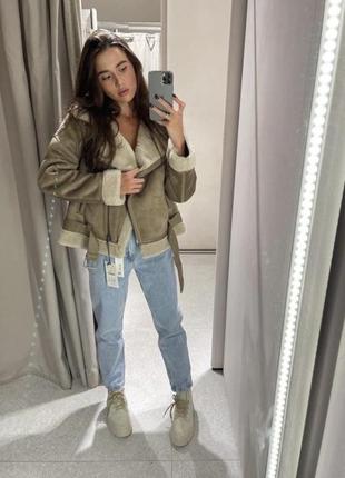 Zara дубленок xs куртка