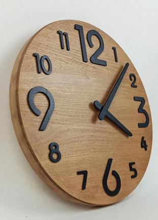 Настінний годинник з натурального дерева, серії "wooden" круглий 31см (з підставкою) 01003