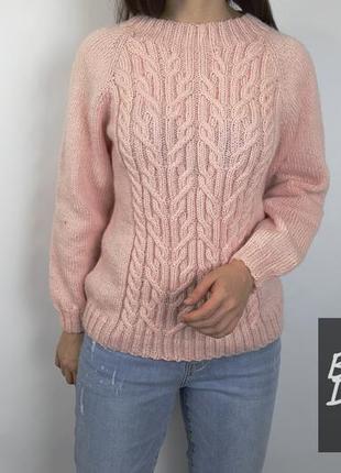 Пуловер свитер джемпер вязаный размер s-m розовый пудра