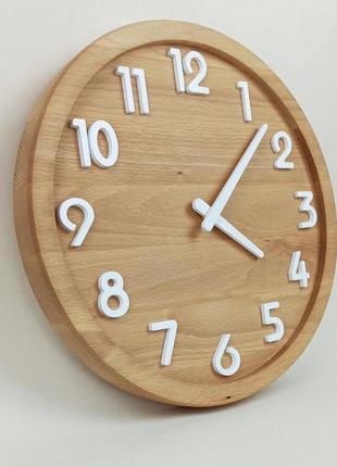 Настінний годинник з натурального дерева, серії "wooden" круглий 31см (з підставкою) 01005
