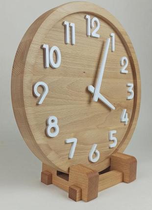Настенные часы из натурального дерева, серии "wooden" круглые 31см (с подставкой) 010053 фото