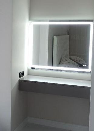 Зеркало для макияжа настенное для туалетного столика с led подсветкой ontario, любого размера на заказ