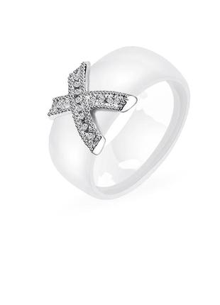 Кольцо кольцо белый керамика с цирконами
