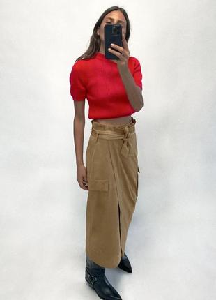 Красный укороченный трикотажный свитер zara new