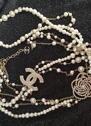 Перлинове намисто chanel, довжина 114см.