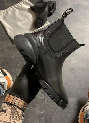 😍d-connect high triple black😍 женские сапоги/ботинки демисезонные чёрные кожаные