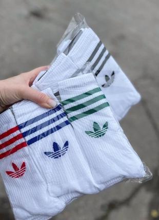 Високі спортивні шкарпети adidas, базові/кольорові сині/червоні/зелені носки адідас, модель осінніх шкарпеток адідас купити, унісекс чоловічі/жіночі2 фото