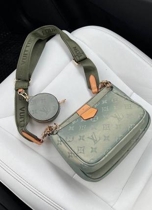 Женская сумка lv multi pochette olive new5 фото