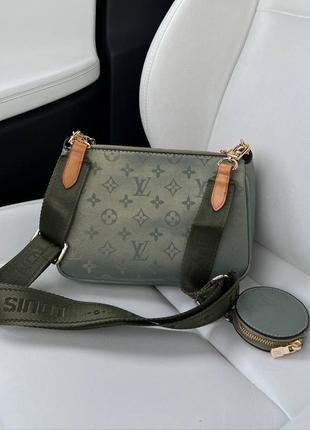 Жіноча сумка lv multi pochette olive new8 фото