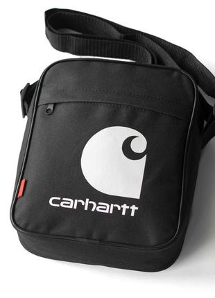 Мужская сумка через плечо барсетка carhartt faton черная тканевая мессенджер