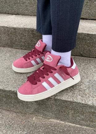 Женские кроссовки adidas campus pink white