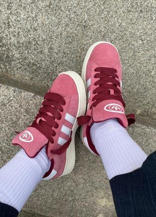 Женские кроссовки adidas campus pink white2 фото