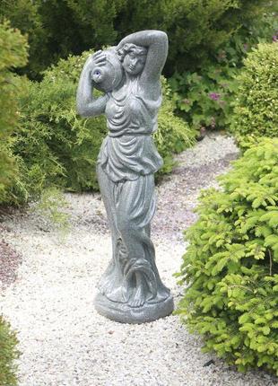 Садова скульптура дама зі глечиком зелений граніт 84х23х29 см   сспг00884-2 зелений