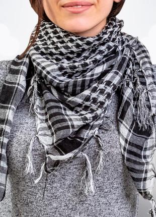Шарф арафатка, платок, палантин, белый-черный, 82х90 см
