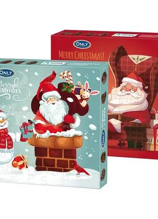 Шоколадні цукерки новорічні + пазл only, 120 г, в асортименті, новорічний подарунок, польща