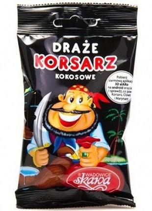 Конфеты драже кокосовое в шоколадной  глазури korsarz (корсар), 70г польша, пират1 фото
