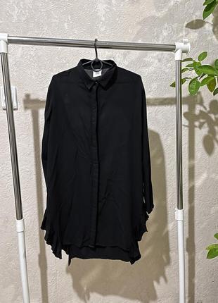 Черная рубашка женская / черная рубашка длинная / длинная рубашка черная