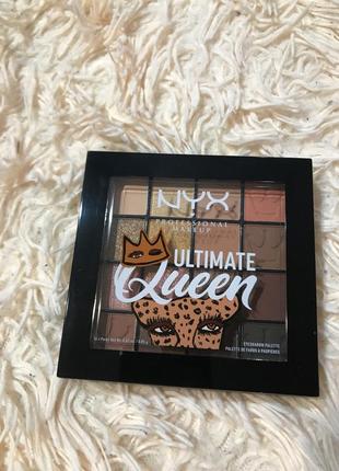 Nyx professional makeup ultimemate queen palette палетка из 16 оттенков теней для век