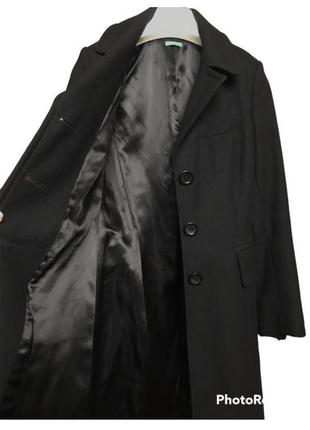 Классическое осеннее черное шерстяное пальто стан нового от benetton4 фото