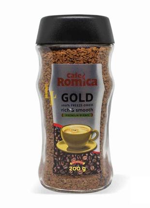 Кава розчинна гранульована romica gold, 200 г, польща, у скляній банці, сублімований