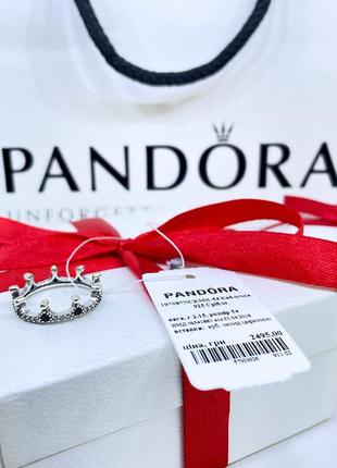 Срібне кільце пандора 197087nckmx королівська розкіш корона принцеси королеви з чорним камінням срібло проба 925 нове з биркою pandora1 фото